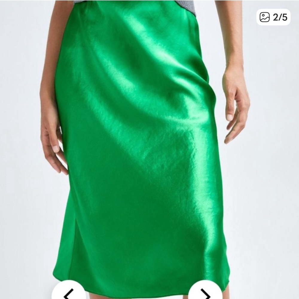 Babaton  green silky midi skirt
